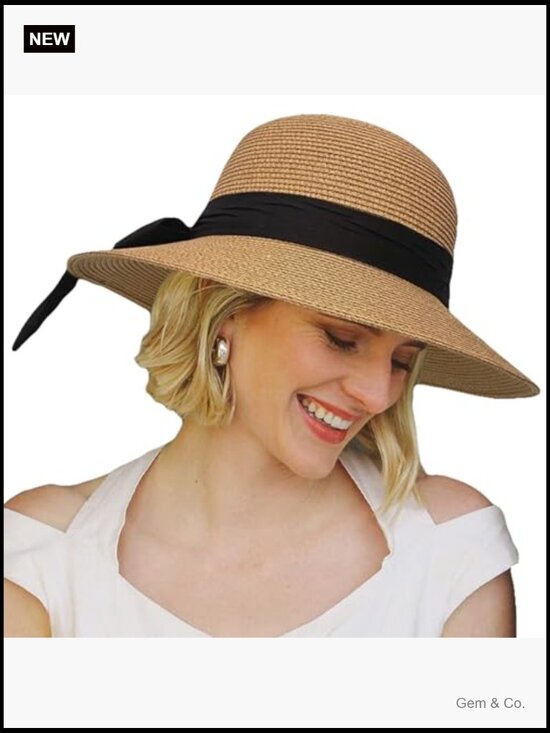 Wide Brim Foldable Straw Sun Hat UPF 50+ Travel Beach Hat